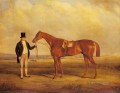 Un gentilhomme tenant un cheval dangereux John Ferneley Snr